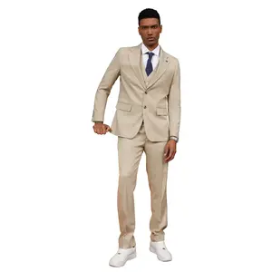 Tan Solid Textured 3 PC Stacy Adams Suit