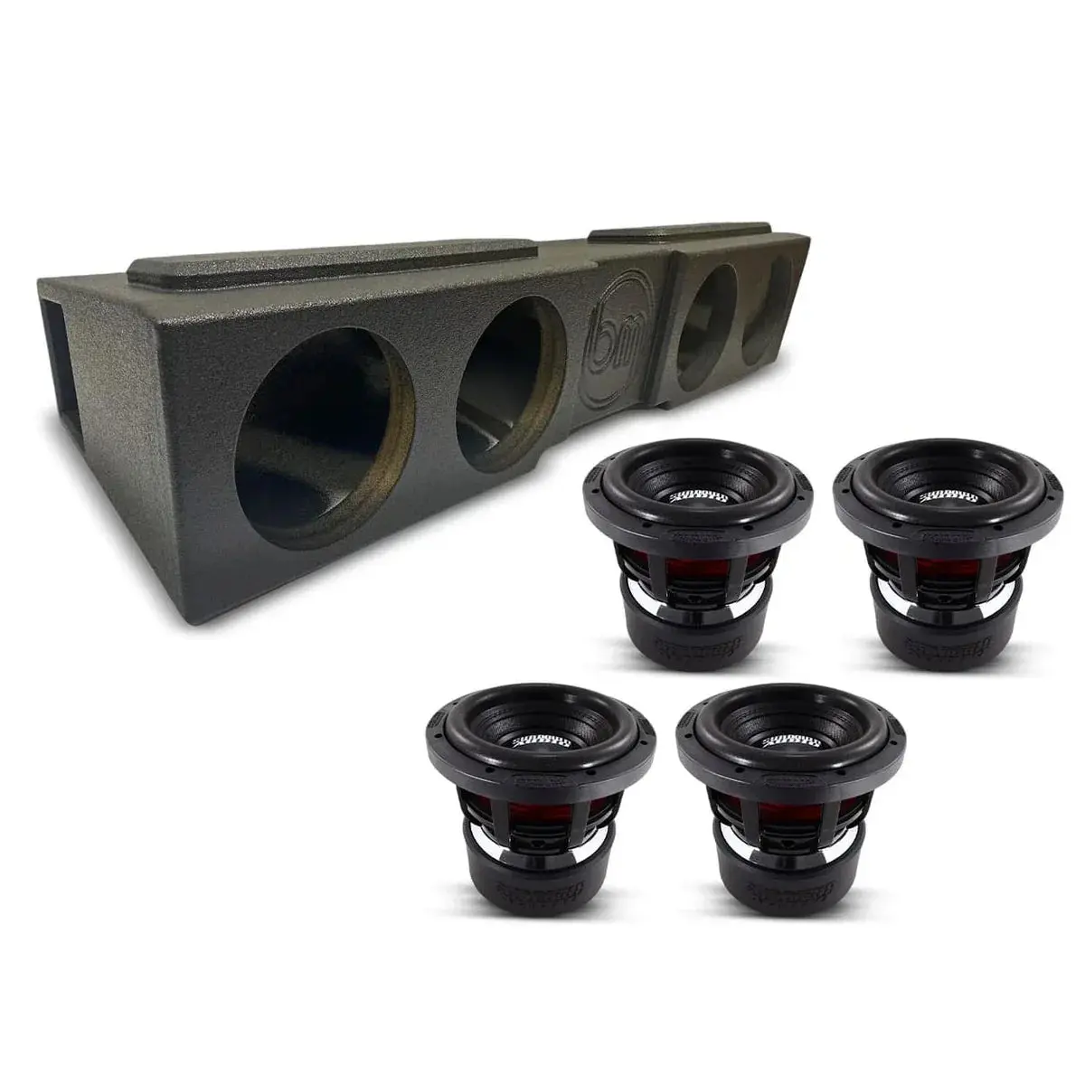 (4) Sundown Audio X8 v4 & Chevy Crew Cab 07-18 Quad 8" Subwoofer Box Combo