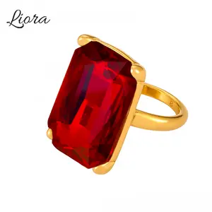TopJewe - Liora Stainless Steel Women Rings Colorful Square Cubic Zircon Eye Wedding Round Open Rings For Women Engagement Jewelry Gifts