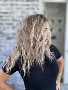 Carkira Tammy 13x4 Lace Front Wig Ash Blonde Wigs Highlight Brown Water Wave Free Style Pre Plucked Hairline 14Inch Synthetic Hair for Women Girls