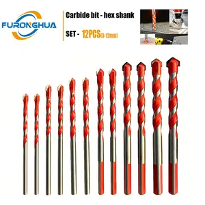 3-12mm Multi-Material Drill Bit Set - Tungsten Carbide for Concrete/Glass/Wood/Tile | Anti-Slip Shank & Heatproof | USA Fast Ship