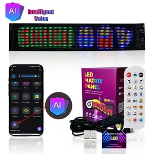 Ai Voice Control LED Display Screen, APP Programmable Flexible RGB Matrix, USB Powered, Ideal for Car Restaurant Home Christmas Decoration