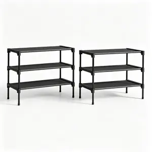 2 Pack 3-Tier Metal Shoe Racks, Detachable Shoe Storage Organizer for 12-16 Pairs, Black Shelves for Entryway & Bedroom, 27.5" x 11.8" x 17.7" Indoor Hallway Furniture