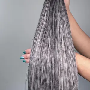 100 grams nano ring black to silver gray  extensions  human hair long 24 inch