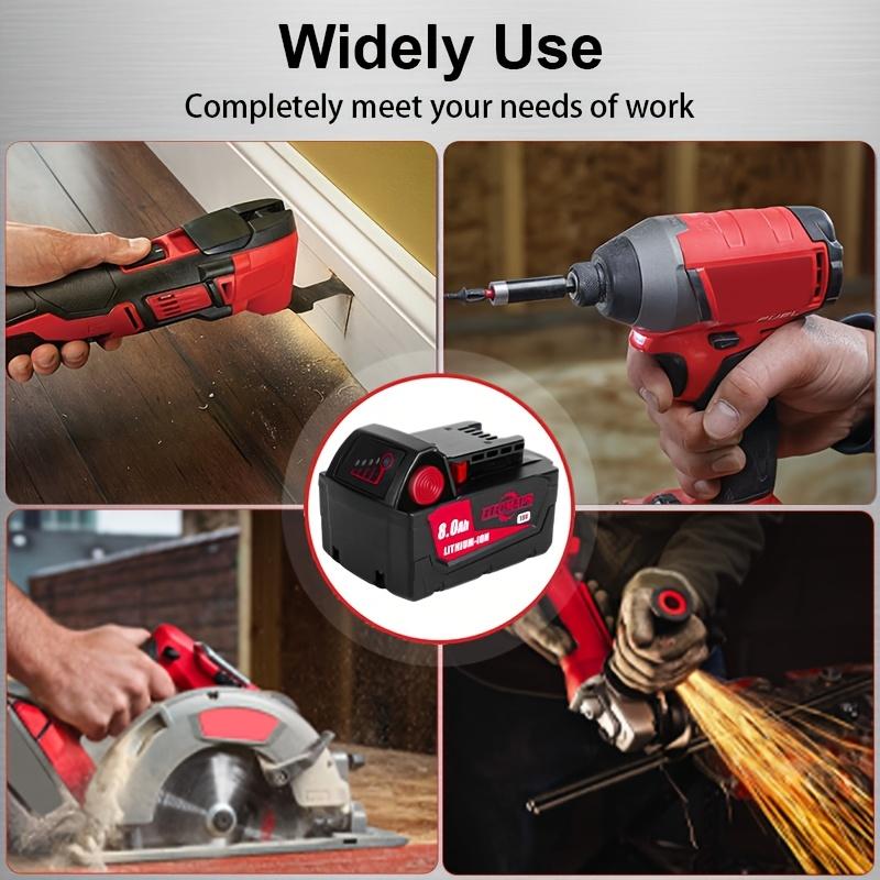 A battery and charger set—an 18V 8.0Ah Lithium-ion battery and charger kit—serving as a replacement battery for cordless power tools.