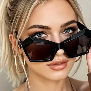 Women's Polygon Round Hexagon Inverted V Frame Glasses, Lightweight Modern Fashion Eyewear, Multi-Color Options, Trendy Personal Accessory