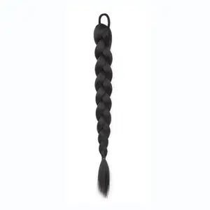 Zaoalife 2Pcs Braided Ponytail Extensions with Hair Ties Synthetic Heat Resistant Fiber Natural Black Wig Braid Ponytail for Women Girls