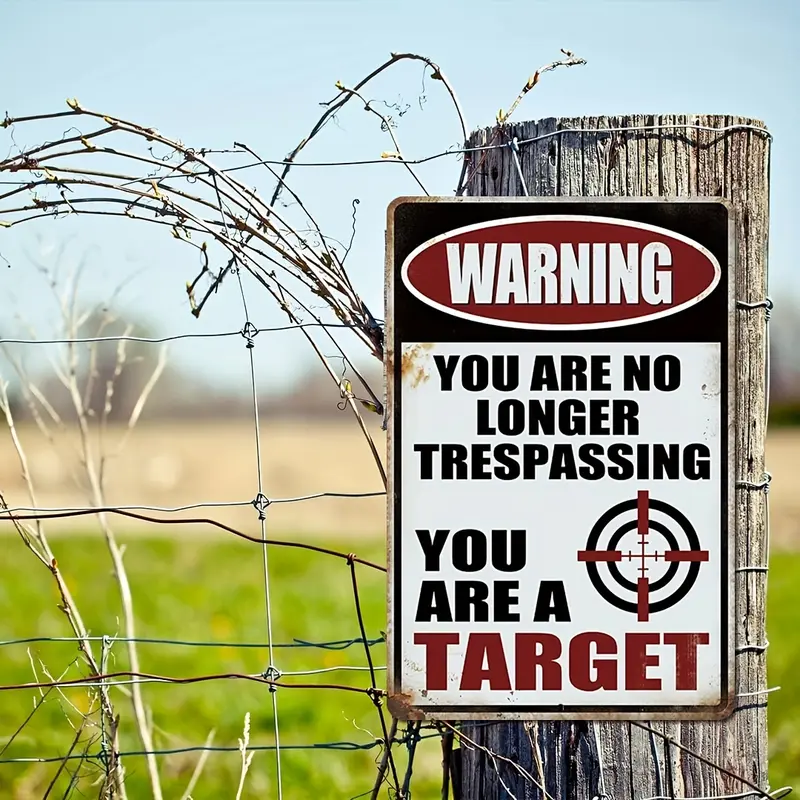 No Trespassing Metal Tin Sign for Man Cave or Bar - Vintage Wall Decor with Humorous Touch