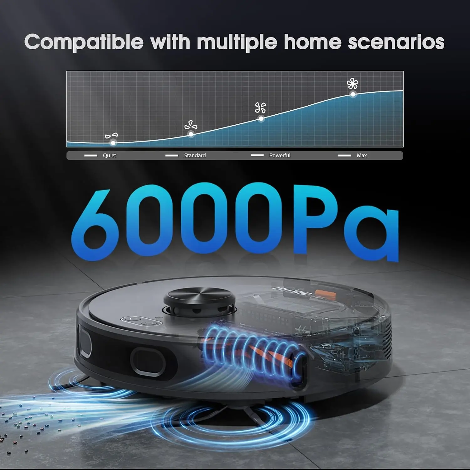SHELIKI Robot Vacuum and Mop with Hands-Free Base Strong Suction & LiDAR Navigation, Hard Floor