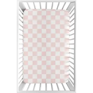 Sweet Jojo Designs Baby Fitted Mini Crib Sheet (Pink Gingham Checkered Plaid) for Girls, Newborn/Infant Nursery, Play Yards, Portable Cribs (Vintage, Classic Checkerboard, Geometric Minimalist, Retro)