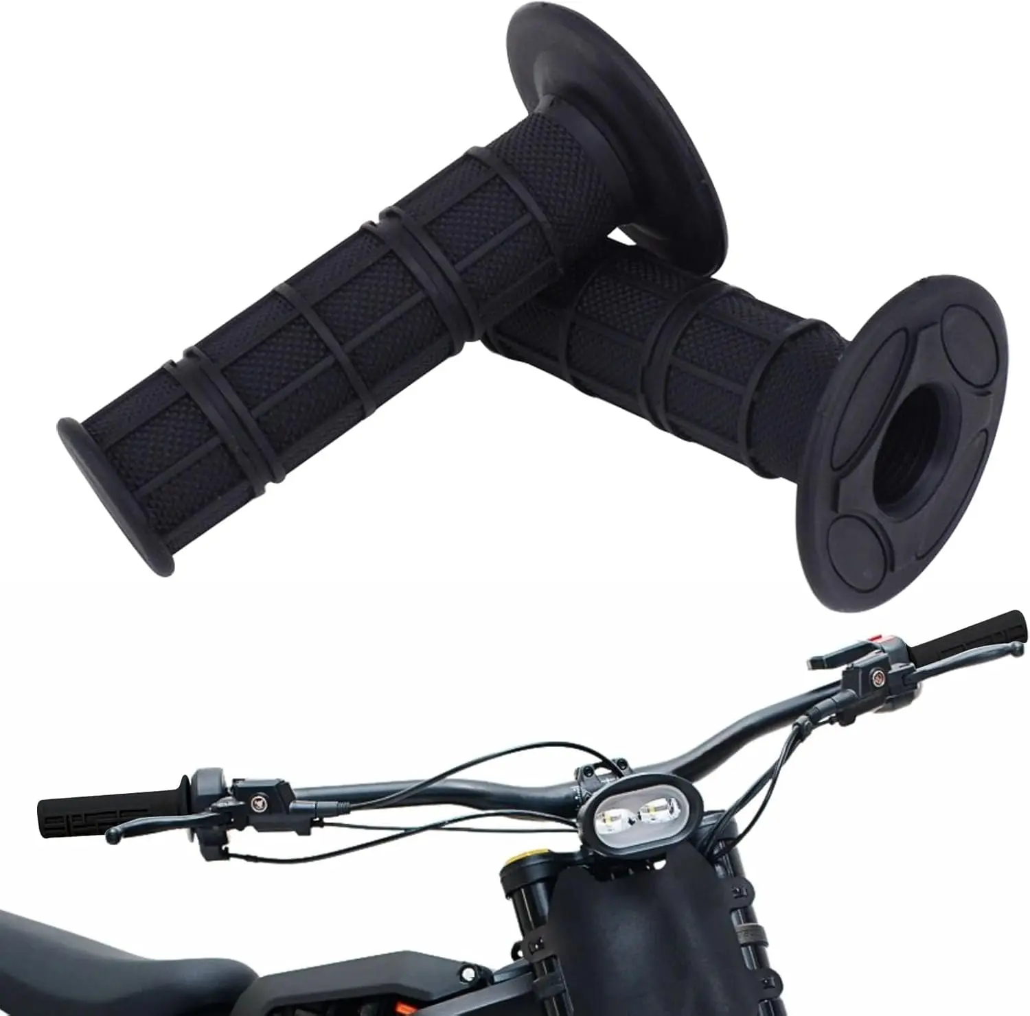 Dirt Bike Handlebar Grips 7/8" for Surron LBX Talaria E-Ride Pro | Rubber Fits Sur Ron, Talaria X3 XXX MX4 MX5 MX3, Eride SR S SS 2.0 3.0, Ventus One, Universal for Most Electric Bikes, Black IUVWISN