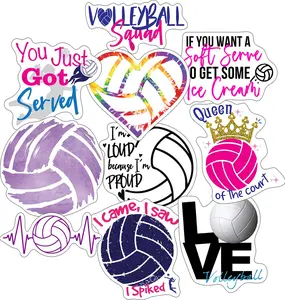 Queen Of The Court Volleyball Stickers 10 Unique Waterproof Vinyl Decals for Scrapbooking Laptop Water Bottles Great Gift for Volleyball Fans, Volleyball Stickers, Ten Vinyl Stickers Supporting Volleyball, Great Volleyball Gift, Decorative Stickers