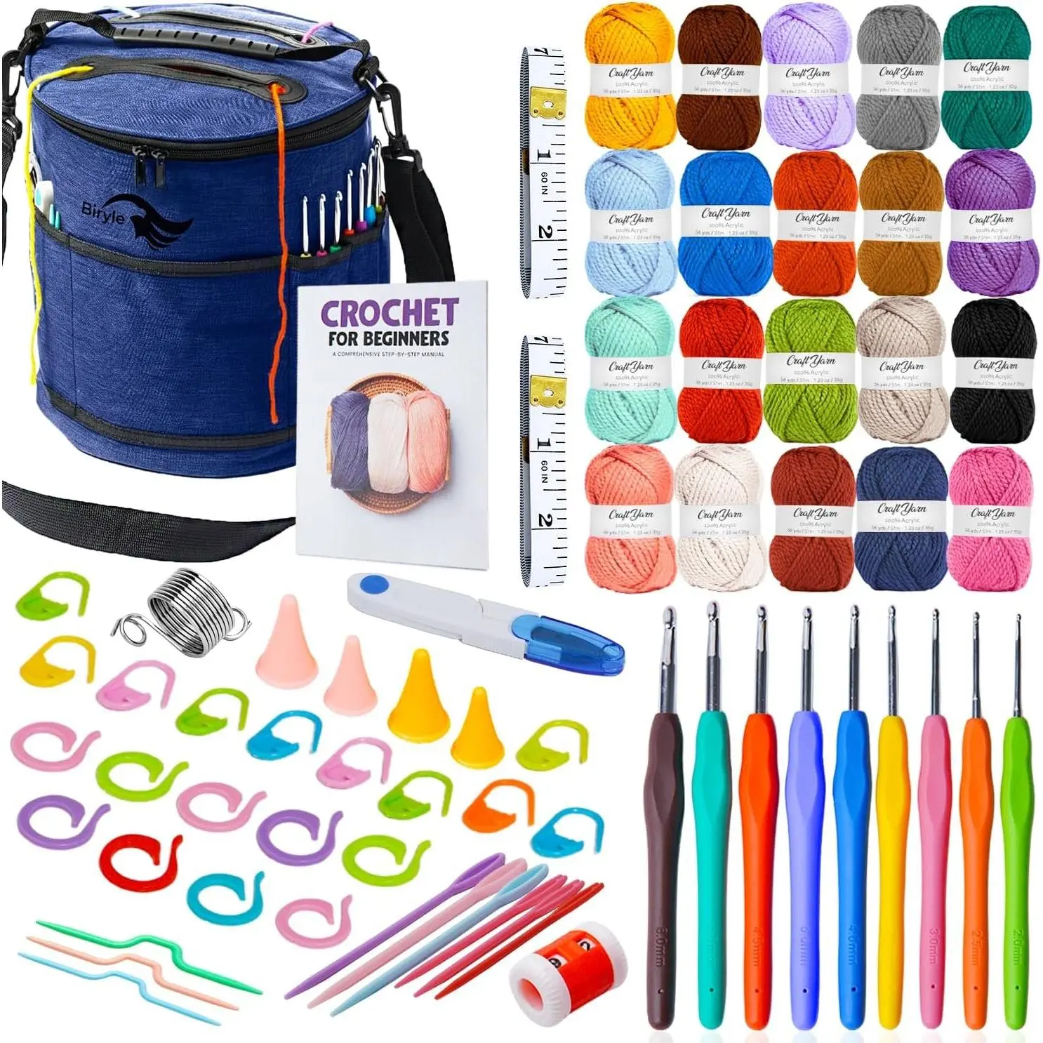 Crochet Kit for Beginners Adults &  | 69- Complete Crochet Starter Kit 20 Yarn Colors 1120 Yards 9  Hooks | Learn to Crochet with Easy Step-by-Step Guide - Crocheting Supplies &
