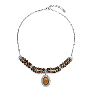 Gemstones Mix Silvertone Beaded Necklace for Women Jewelry Size 18-20" Birthday Christmas Gifts