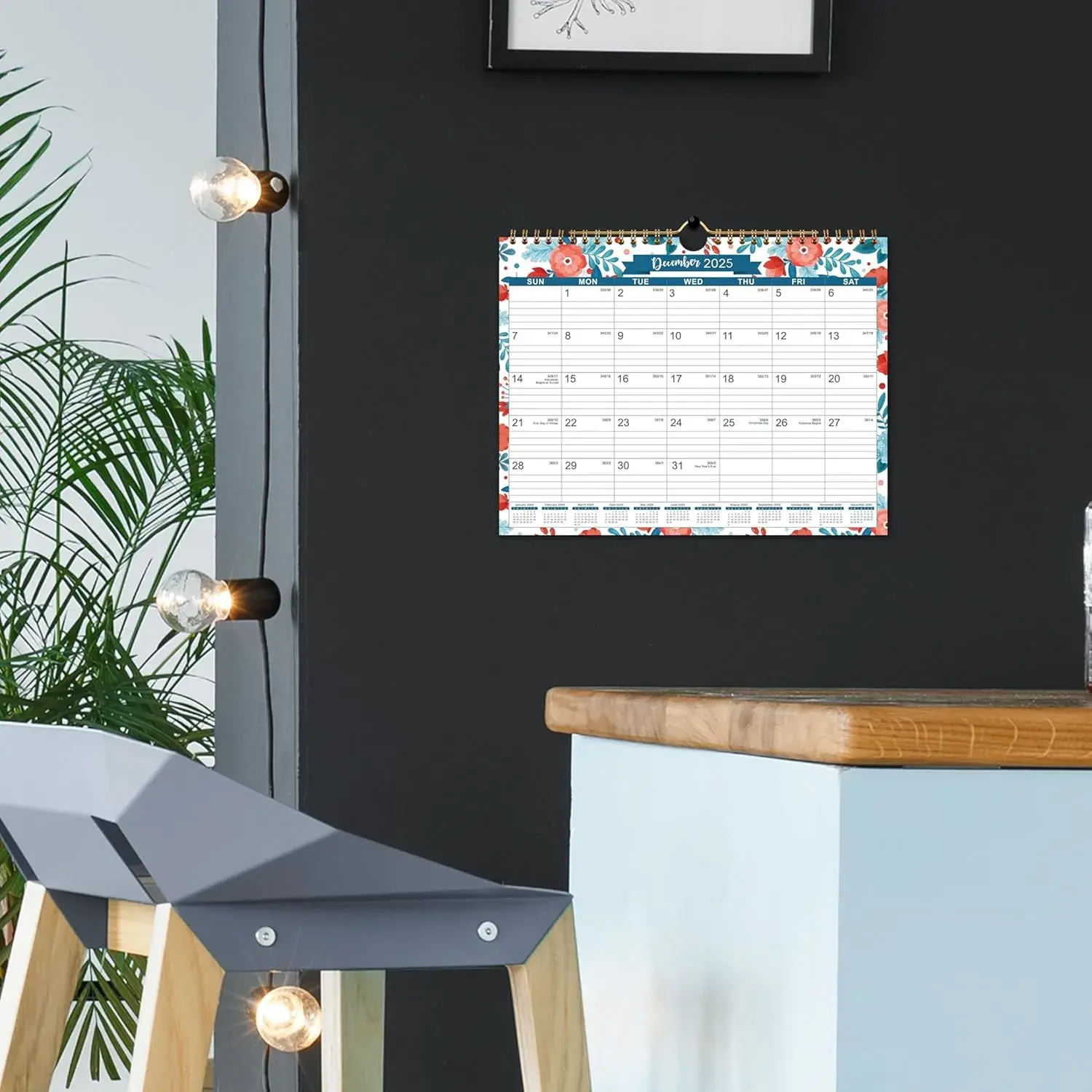 2026 Wall Calendar - 12 Months Small Wall Calendar 2026 from Jan. 2026 - Dec. 2026, 11" x 8.5", Twin-wire Binding, Ruled Blocks with Julian Dates