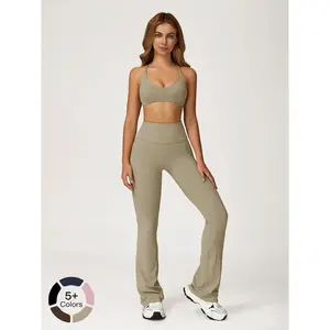 Women's Backless Yoga Set, High-Stretch Quick-Dry Fitness, Sleeveless Neckline Design, Ideal for Gym & Workout Activities