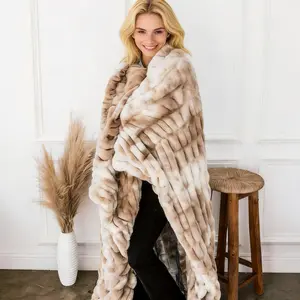 Ultra Soft Faux Fur Throw Blanket 60x50, Luxury Plush Fluffy Blanket with 3D Texture – Double-Sided Same Fabric, Cozy Warm Couch & Bed Blanket, Perfect Home Decor Gift