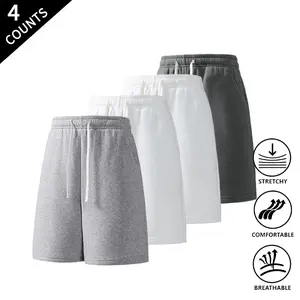 4-Pack Summer Vibes Men’s Sweat Shorts – Elastic Waist, Comfortable & Breathable, for Workouts & Everyday Wear