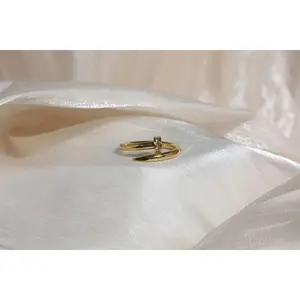 Pavé Nail Head Ring  - Gold