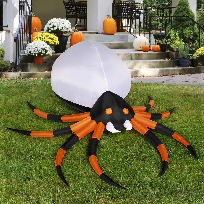 8FT Halloween Inflatable Giant Spider Outdoor Decorations, Blow Up Spider Yard Decorations with Rotating Colorful Light and Glowing Eyes for Halloween Party Lawn Garden Outside Decor Valentine's Day Gifts for Kids
