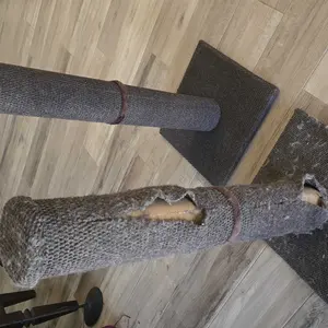 MADE 4 PETS Tall Cat Scratching Post for Indoor Cats Gray Large Scratching Post with Replaceable Toys & Sturdy Base 41-Inch High Space-Saving Design Imitation Sisal Solid Construction Vertical Scratcher