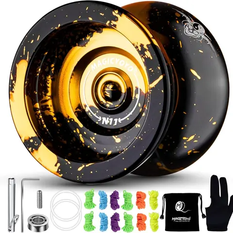 MAGICYOYO Unisex Dual-Purpose Battery-Free Aluminium Alloy Yo-Yo for Adults & Beginners - Responsive Entry-Level/Advanced Unresponsive Modes, Detachable Weight Rings, Glove, Bag, Bearing Kit, 12 Strings
