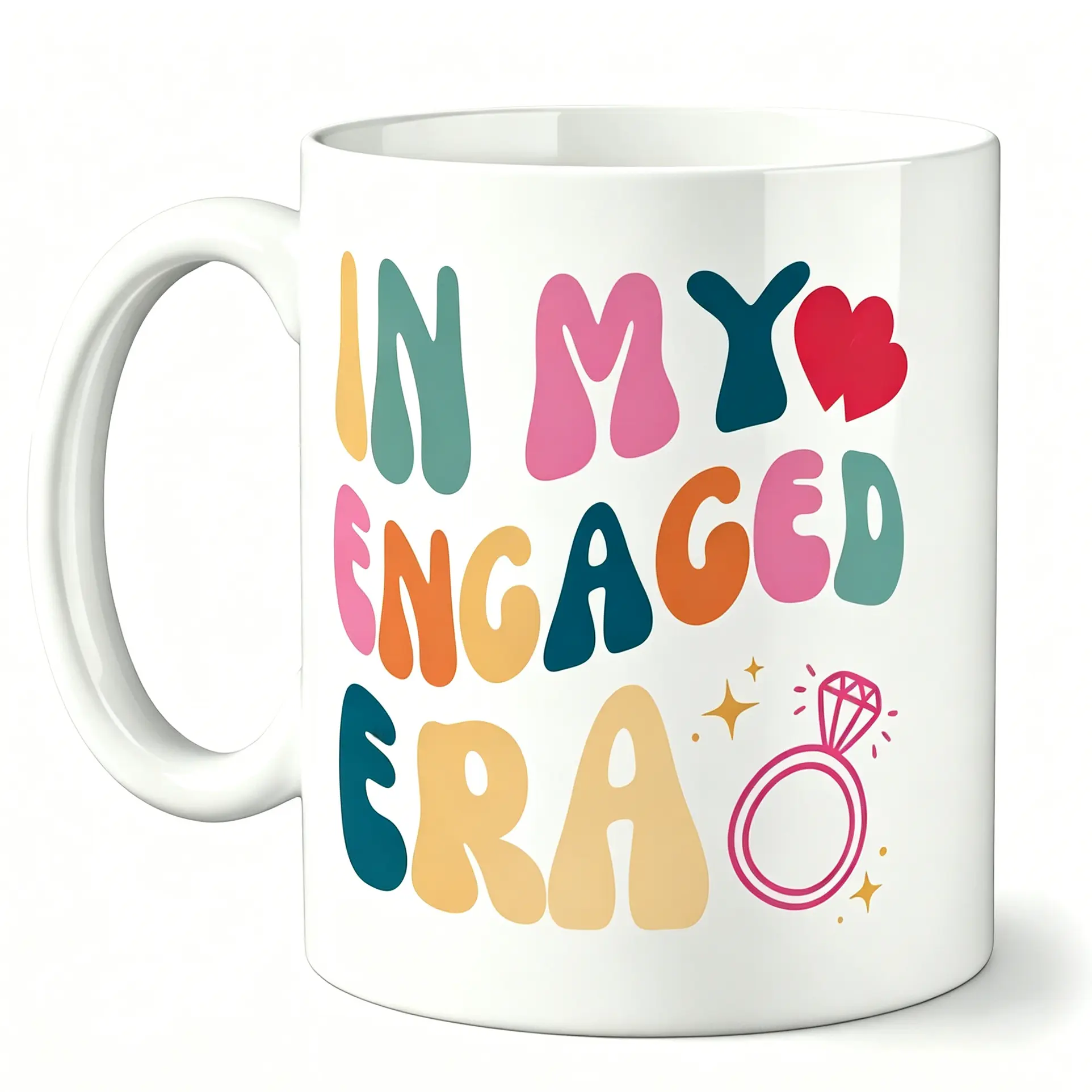 Engagement Era Ceramic Mug - 11oz/15oz Printed Couple-Themed Tea/Coffee Cup, Commemorative Design Keepsake Drinkware, Engagement Celebration Gift for Couples, Commemorative Design Mugs