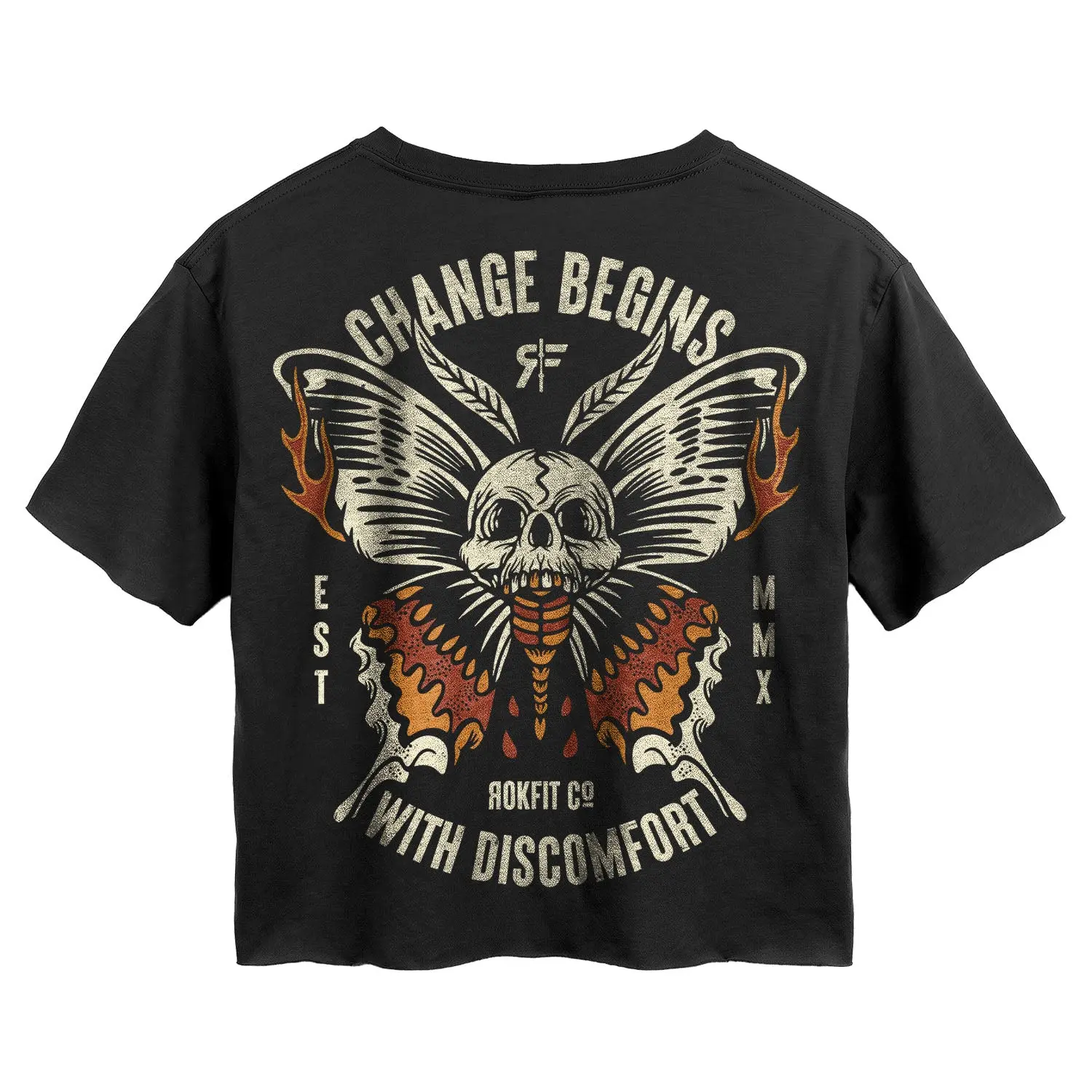 RokFit 'The Mariposa' Crop Top for Women - Black, Cropped Design, Ideal for Active use, workout & Casual Wear