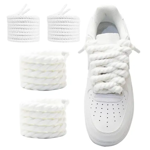 Two Pairs Thick Round Braided Shoelaces, 5mm Rope, Plain Color, Party Style, All Seasons, Multiple Colors Available, Shoe Laces For Sneakers, Thick Laces Design