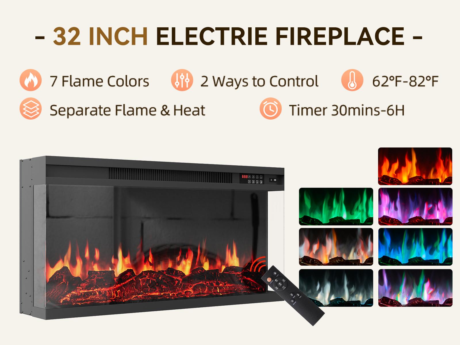 【Ships in 3 Packages】98" Farmhouse TV Stand with 36" Fireplace for TVs up to 100", Media Entertainment Center with Adjustable Shelves and Large Storage Cabinets, for Living Room, Black & Black