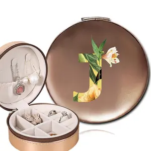 Floral Pattern Jewelry Storage Box, Portable Multi-functional Necklace Pendant Storage Box, Round Jewelry Box, Bracelet Ring Organizer Case