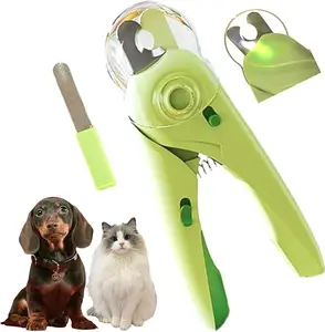 PetGroomer Ultra Bright LED Nail Clipper for Cats & Small Dogs with Extra-Sharp Blade & Nail File Green 2-in-1 Stainless Steel Manual Grooming Tool