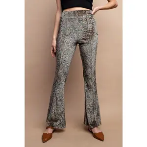 Gigio Ditsy Floral Velvet Pants - Green