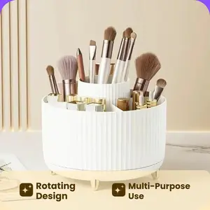 1 Rotating Storage Box for Bathroom Cosmetics Stationery Pen Holder Vanity Organizer Shelf Desktop Spinning Organizer Bathroom Accessories Supplies