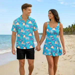 Video Game Graphic Print 2026 Vacation Couple Set Dress and Shirt Hawaii, Matching Couple Hawaiian Set , Summer Tropical Getaway Beach Vibe, Matching Vacation Gift for Couples | 070426.R3065.ID00