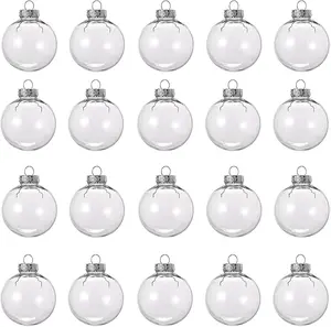 20 Pcs Clear Plastic Fillable Ornament Balls, Removable Top Clear Hanging Ornaments Ball, DIY Plastic Ornaments Round Balls, Perfect for Decoration On Christmas Trees, Wedding, Party (60 mm) Gift