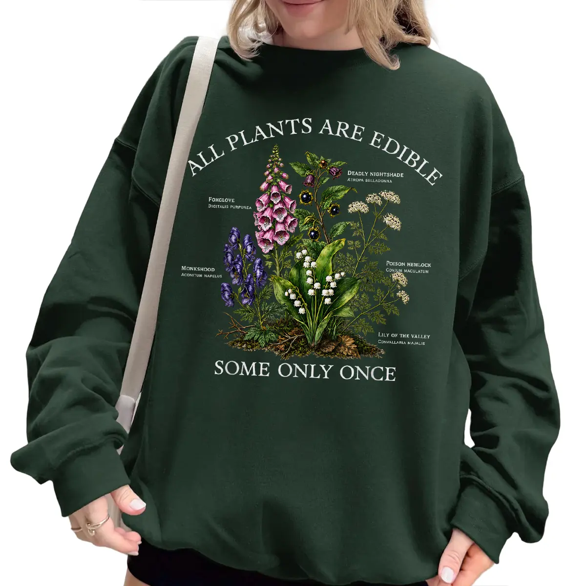 All Plants Are Edible Some Only Once Sweatshirt for Men and Women, Funny Botany Gardening Graphic Crewneck