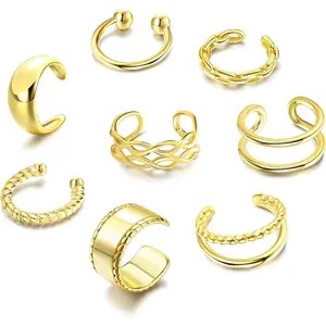 Drperfect 9counts Ear Cuff Earrings for Women / Ear Cuff Non Piercing Cartilage Clip Cuff Earrings Fake Earrings Daily