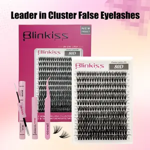 80D | Blinkiss Volume Lash Clusters Kit DIY Lash Extension Kit D Curvature Eyelash Extensio...