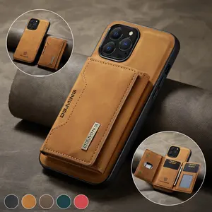 Fin 2 In 1 Detachable Magnetic Leather Case for IPhone 16 17 Pro Max 15 13 12 11 14 Plus Se 2022 Wallet Cover Cards Holder Pocket