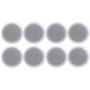 Pyle PDIC51RD 150W 5.25" Round Flush Mount In-Wall/Ceiling Home Speakers, 8 Pack