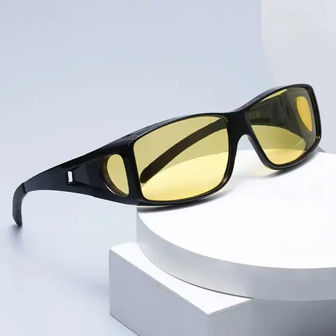 Unisex Large Jumbo Style Rectangular Polarized Sunglasses - Plastic TAC Full Rim, Anti-Glare Lenses, Night Driving Safety Vision Eyewear