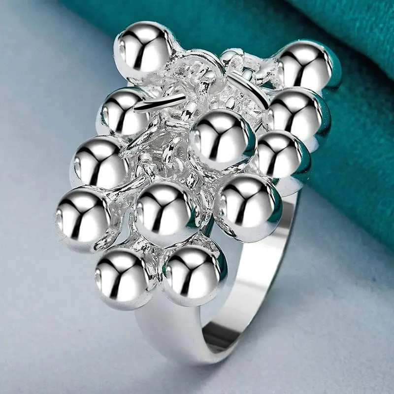 925 Sterling Silver Dangle Beads Ring