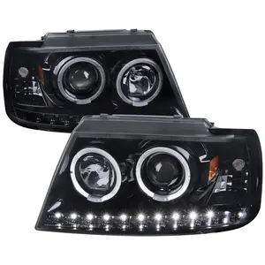 2002-2005 Explorer Dual Halo Projector Headlights (Glossy Black Housing/Smoke Lens)