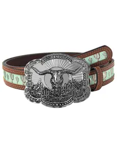 Western Belts for Womens Mens Cactus Print Country Belts with Buckles for Pants