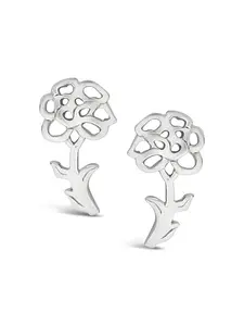 Sterling Silver Birth Flower Stud Earrings