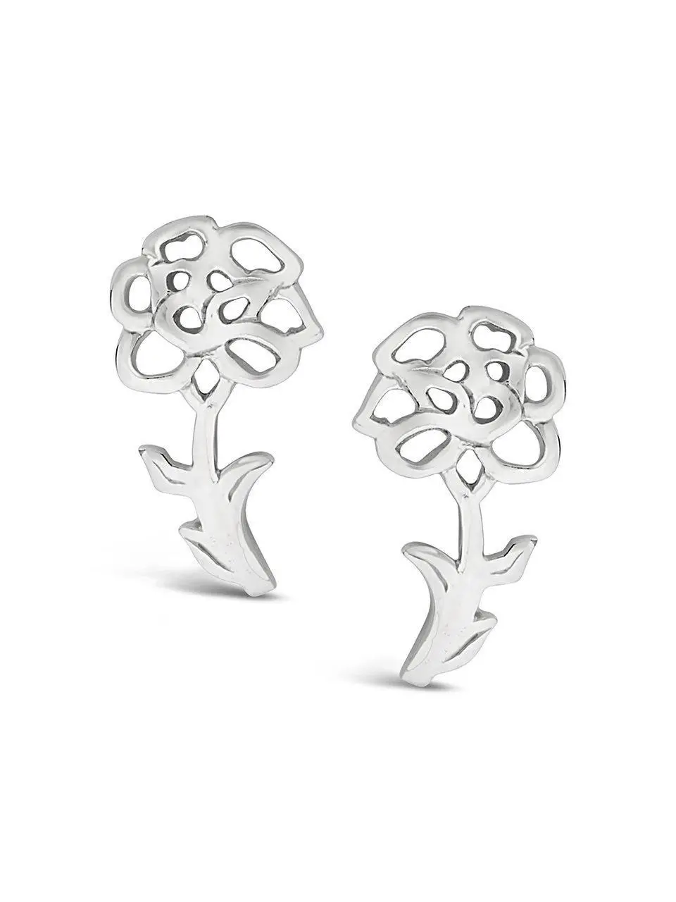 Sterling Silver Birth Flower Stud Earrings