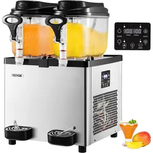 【Summervibes】VEVOR Commercial Slushy Machine,  6 L x 2 Tanks 50 Cups Margarita Machine, 700W 110V Stainless Steel Smoothie Frozen Drink Maker, Perfect for Supermarkets Cafes Restaurants Bars and Home Use, Silver