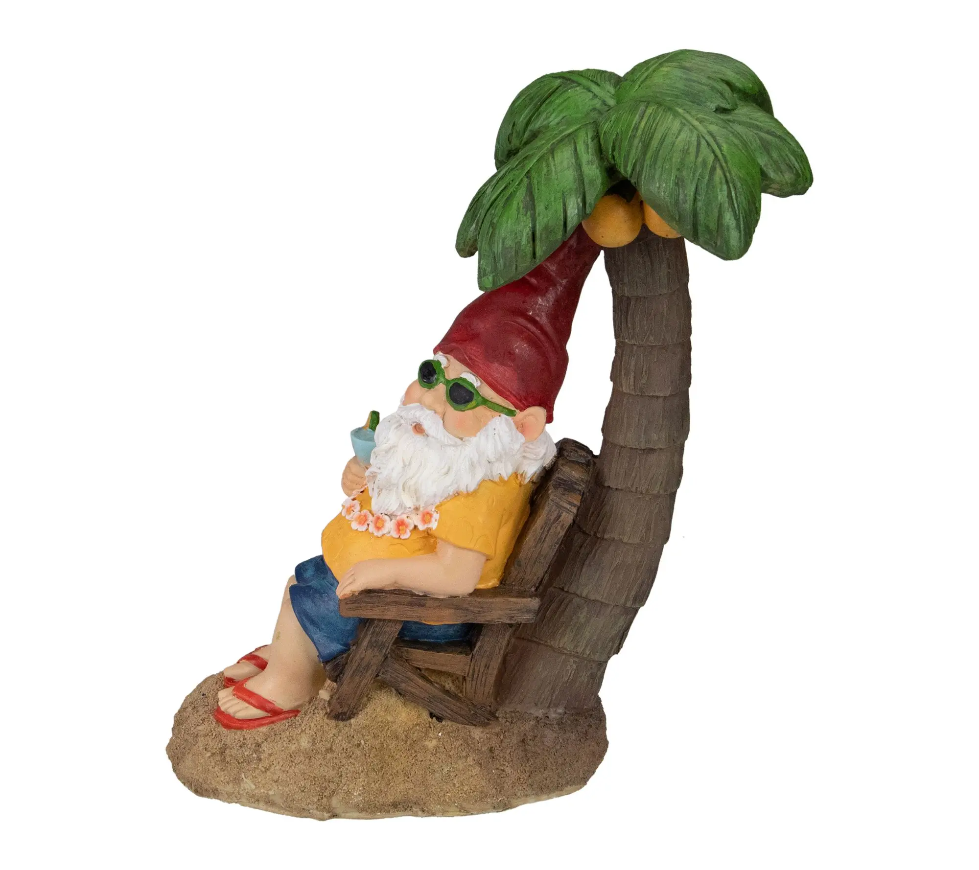 Northlight 12.2 5" Tropical Gno me with Palm Tr ee Garden Statu