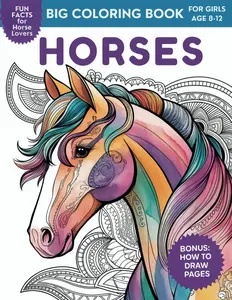 Big Horse Coloring Book for girls age 8-12.: Beautiful horses, unique images, horse crafts. Perfect gift for kids., Paperback